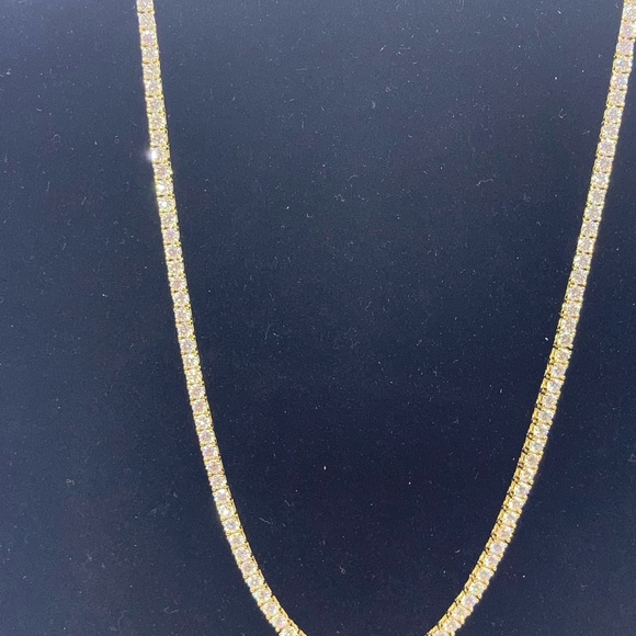 18k Yellow Gold Plated Moissanite Tennis Chain Necklace 18-24” 3mm 925 Silver - Picture 7 of 7